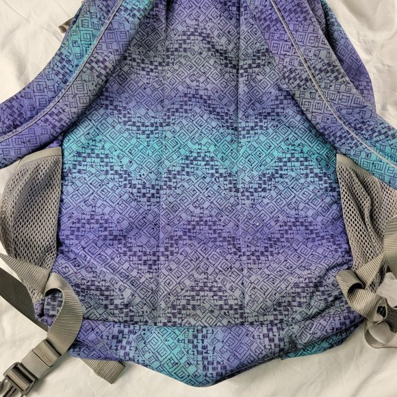 L.L. Bean Deluxe Book Pack Backpack Purple Blue Teal Geometric School 505445 - Picture 3 of 9